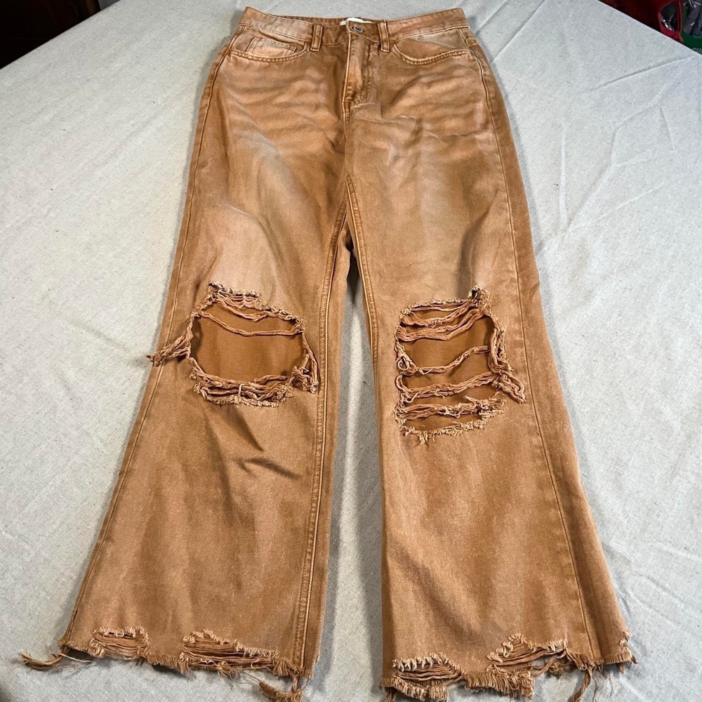 Womens Vervet Brown 100% Cotton Ripped Knees Distressed Jeans (Sz 25) - Picture 2 of 8
